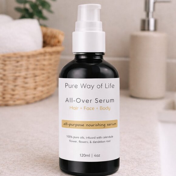All Over Serum For Hair, Face & Body Oil 4oz 100% Pure Way Of Life Skincare - Picture 2 of 5